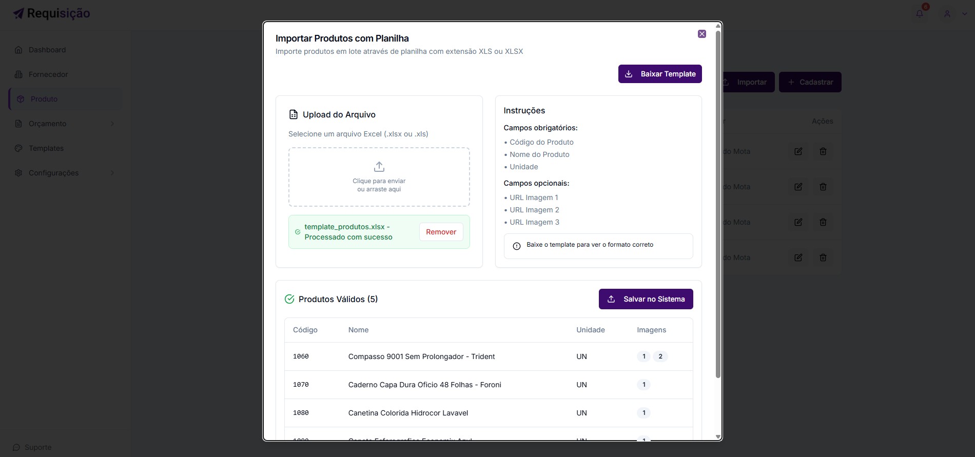 Após Upload da Planilha